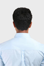 Jonesburg Sky Blue Satin Slub Slim Fit Shirt | Grocsy
