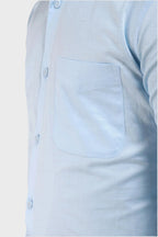 Jonesburg Sky Blue Satin Slub Slim Fit Shirt | Grocsy