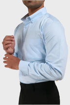 Jonesburg Sky Blue Satin Slub Slim Fit Shirt | Grocsy