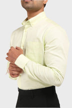 Jonesburg Lemon Yellow Satin Slub Slim Fit Shirt | Grocsy