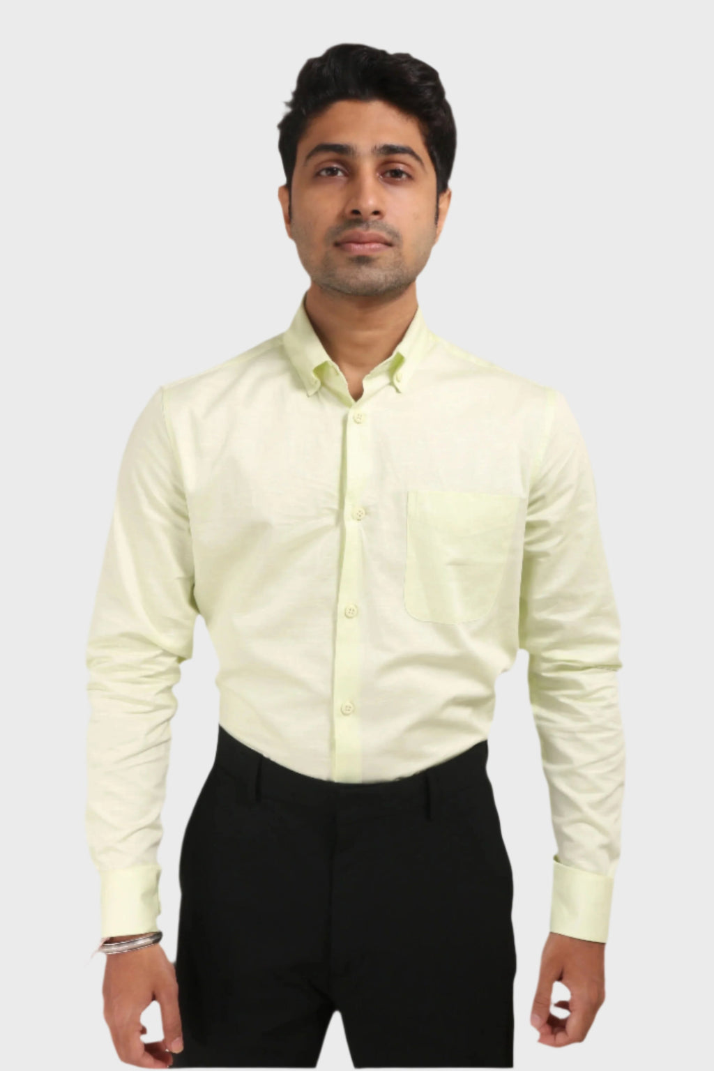 Jonesburg Lemon Yellow Satin Slub Slim Fit Shirt | Grocsy