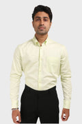 Jonesburg Lemon Yellow Satin Slub Slim Fit Shirt | Grocsy