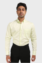 Jonesburg Lemon Yellow Satin Slub Slim Fit Shirt | Grocsy