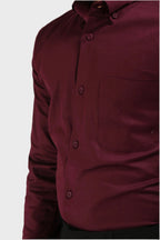 Jonesburg Maroon Satin Slub Slim Fit Shirt | Grocsy