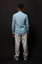 Jonesburg Sky Blue Slub Slim Fit Shirt | Grocsy