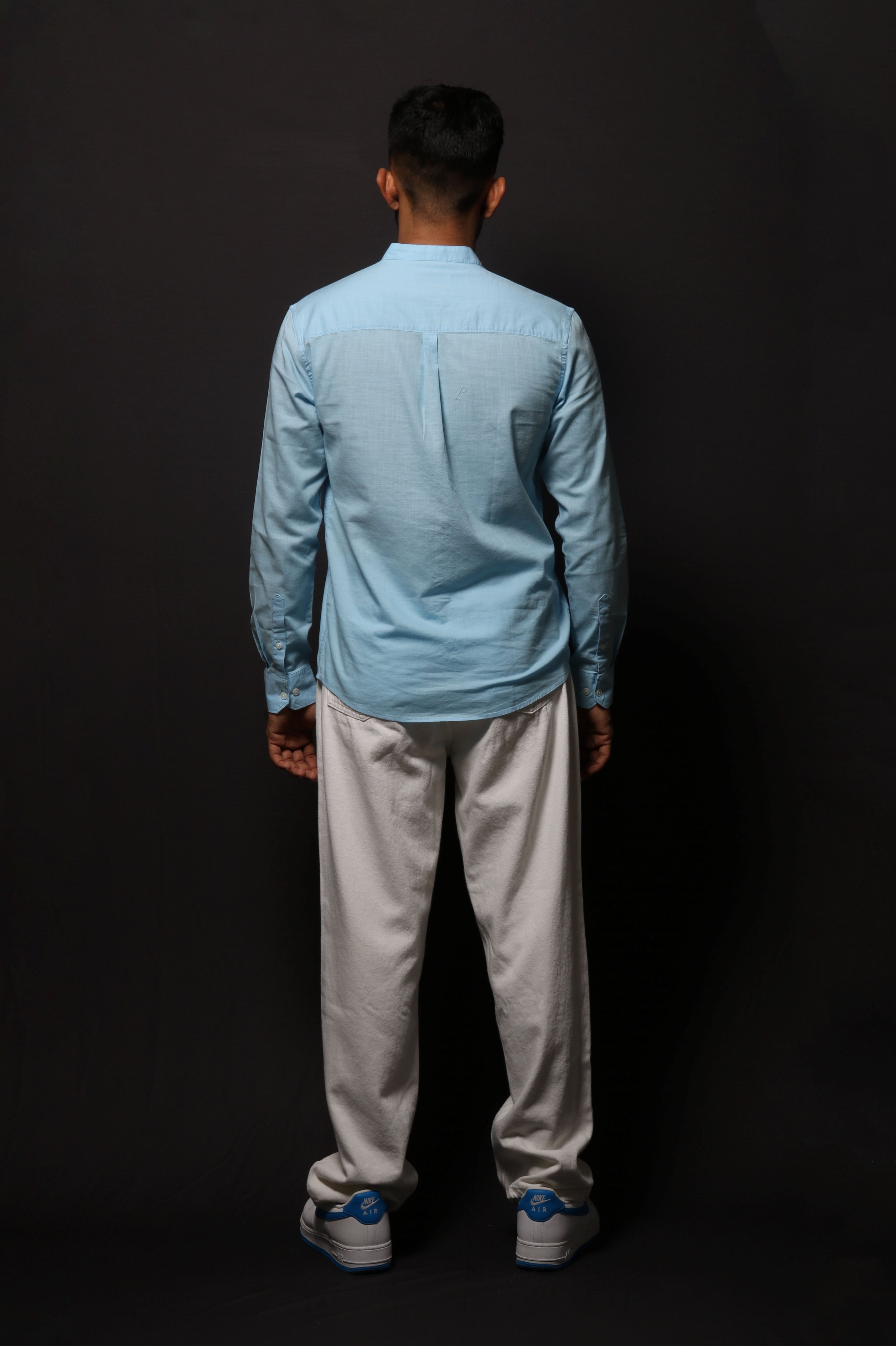 Jonesburg Sky Blue Slub Slim Fit Shirt | Grocsy