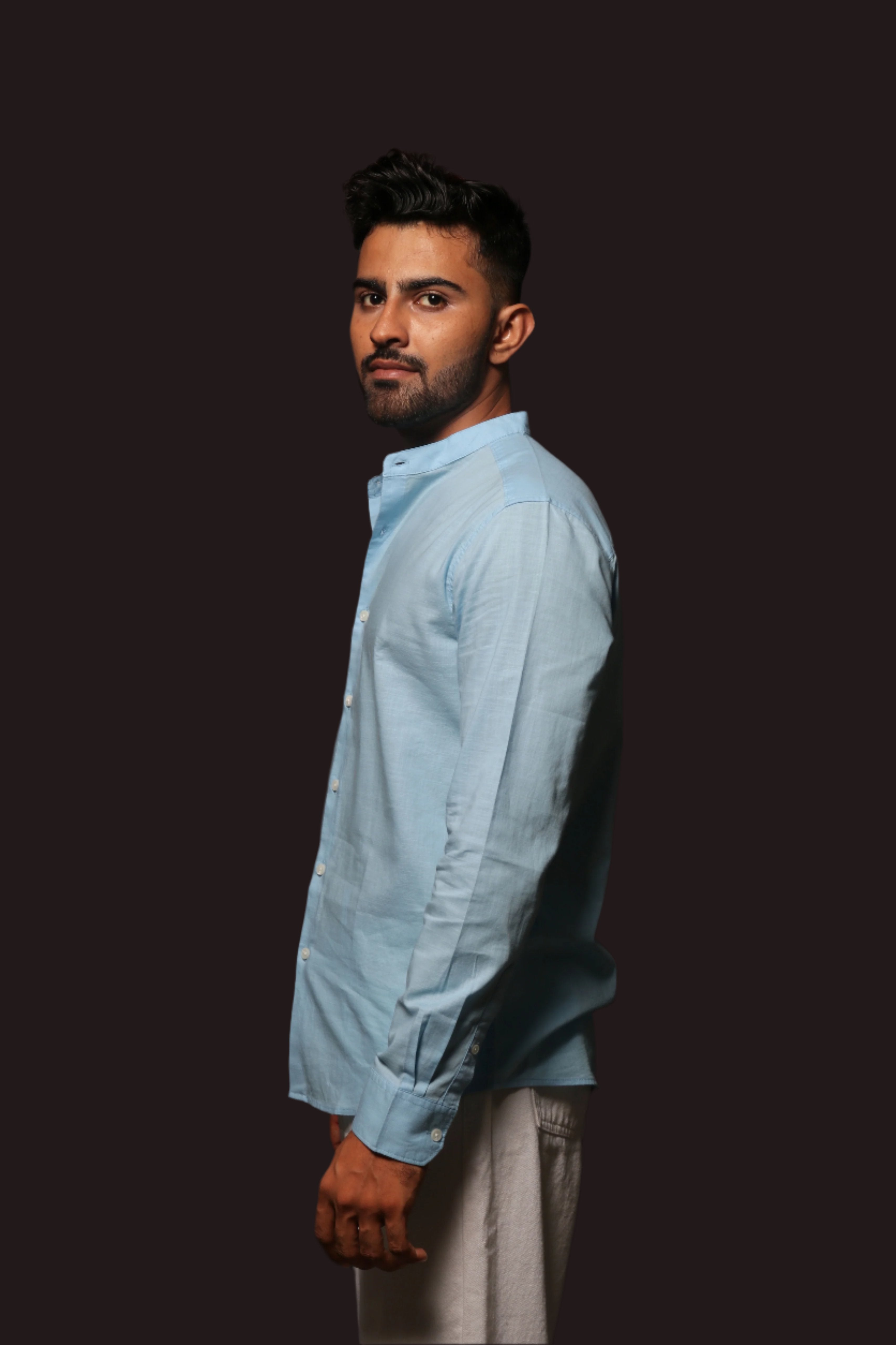 Jonesburg Sky Blue Slub Slim Fit Shirt | Grocsy