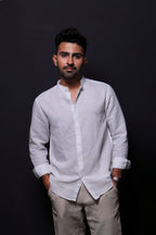 Jonesburg White Linen Regular Fit Shirt | Grocsy