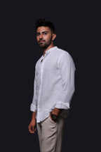 Jonesburg White Linen Regular Fit Shirt | Grocsy