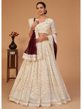 Myra Off White Georgette Embroidered Designer Lehenga | Grocsy