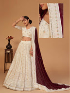Myra Off White Georgette Embroidered Designer Lehenga | Grocsy