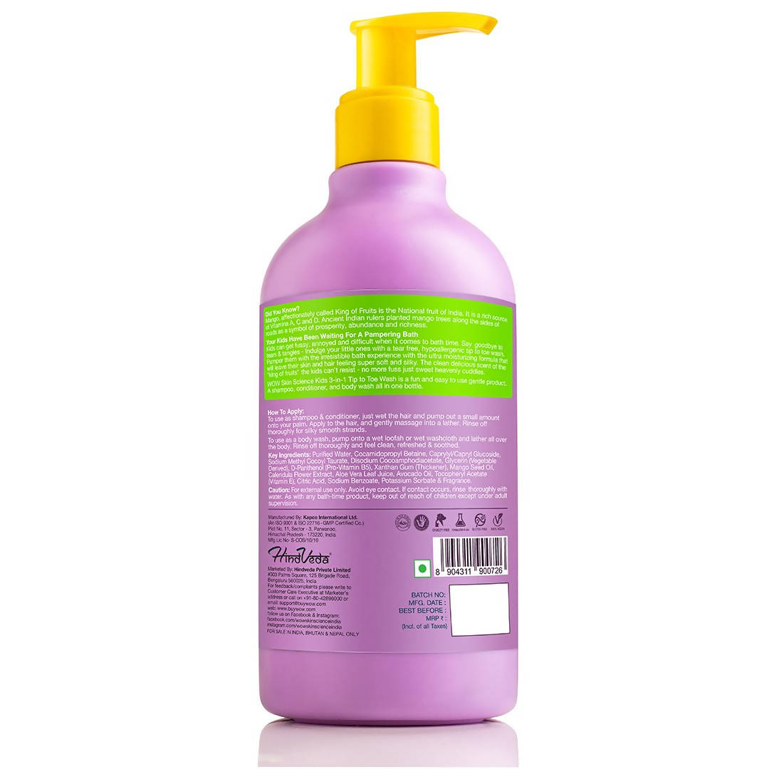 Wow Skin Science Kids Mango 3 in 1 Tip to Toe Wash | Grocsy