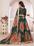 Myra Green Digital Printed Gorgette Lehanga | Grocsy