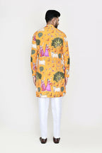 Joban Fashion White Colored Rayon Based With Modal Hand Print Work Fabric Kurta,Straight Fit Pant | Grocsy