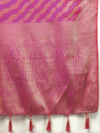 Lorenvalley Fashion Magenta Soft Silk Woven Design with Zari Weaving Leheriya Design Saree | Grocsy