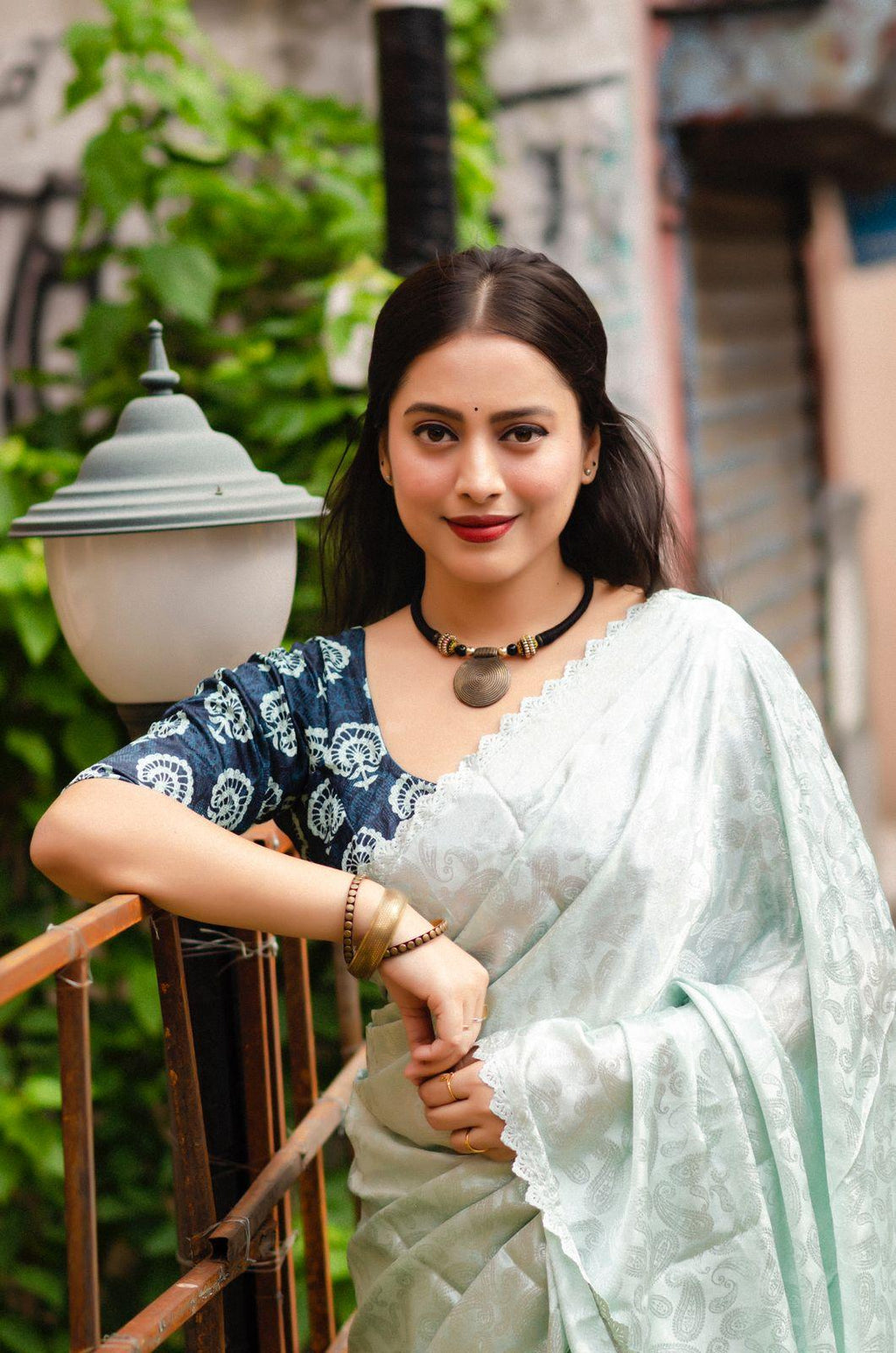 Blue Poly Silk Ethnic Motifs Saree with Unstitched Blouse - A2M | Grocsy