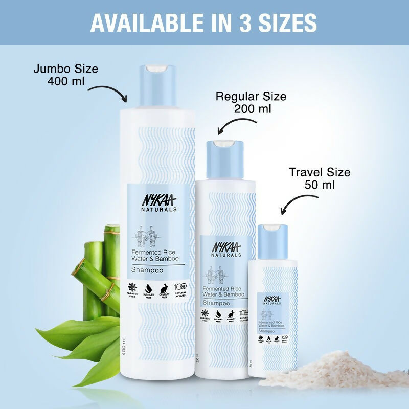 Nykaa Naturals Anti-Frizz Shampoo With Fermented Rice Water, Bamboo & Argan Oil | Grocsy