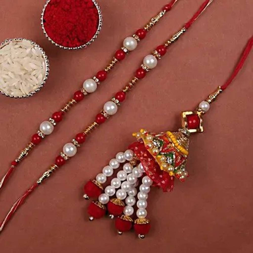 Pearl Rakhi Set & Lumba Rakhi | Grocsy