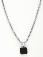 NVR Men's Silver-Plated Artificial Stone Stainless Steel Pendant with Chain | Grocsy