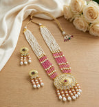 Jewel City Kundan Necklace Set with Multicolor Beads & Pearls | Antique Gold Plated Bollywood Bridal Wedding Jewelry For Women | Grocsy