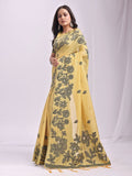 Shree Shyam Fashion Kashira Yellow Linen Cotton Saree | Grocsy