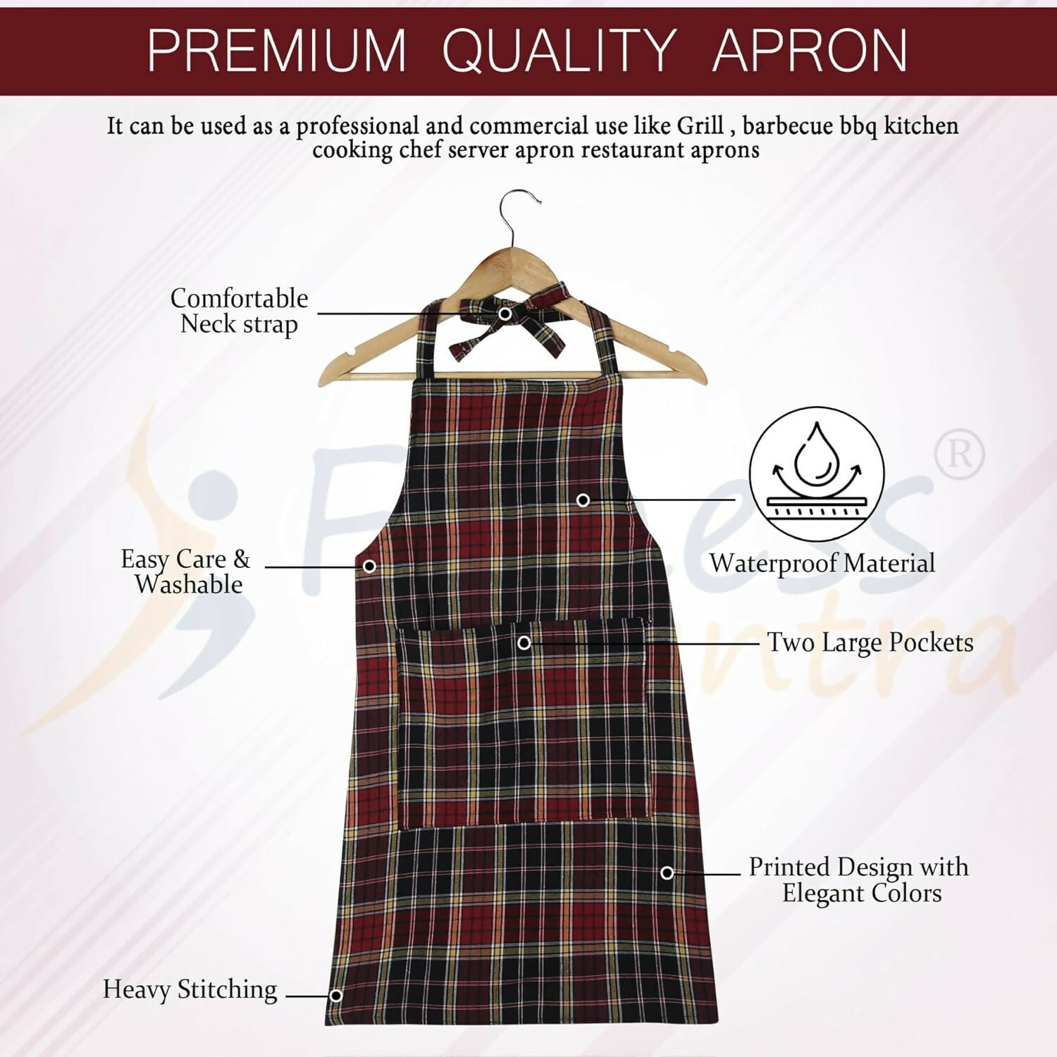 Fitness Mantra Waterproof Kitchen Apron For Men & Women-Multicolour | Grocsy