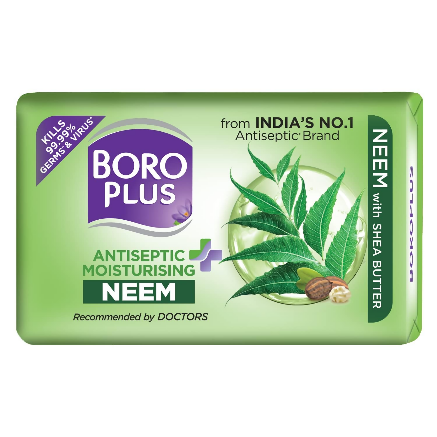 BoroPlus Antiseptic And Moisturising Bathing Neem Soap With Neem, Tea Tree, Aloe Vera & Shea Butter | Grocsy