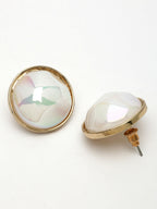 NVR Wome's Gold-Polished Pearl Studded Circular Studs Earring | Grocsy