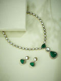 Nuyug 22K Gold-Plated Emerald Stone Centric Kundan Studded Minimal Necklace Set | Grocsy