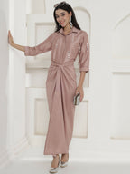 Joban Fashion Rose Gold Tie Knot Skirt Set | Grocsy