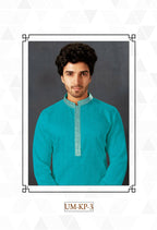 Joban Fashion Firozi Cotton Kurta Pyjama | Grocsy