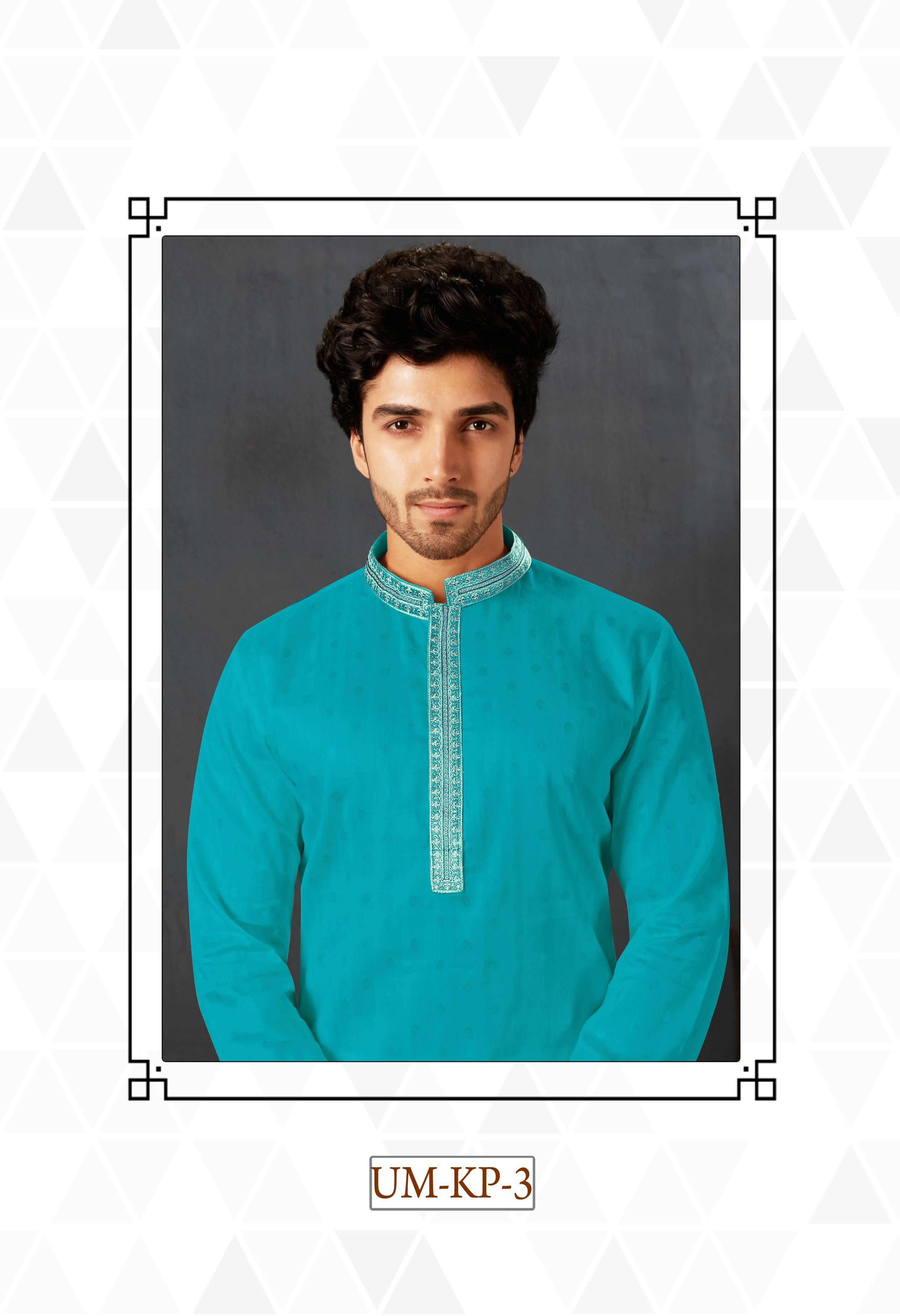 Joban Fashion Firozi Cotton Kurta Pyjama | Grocsy