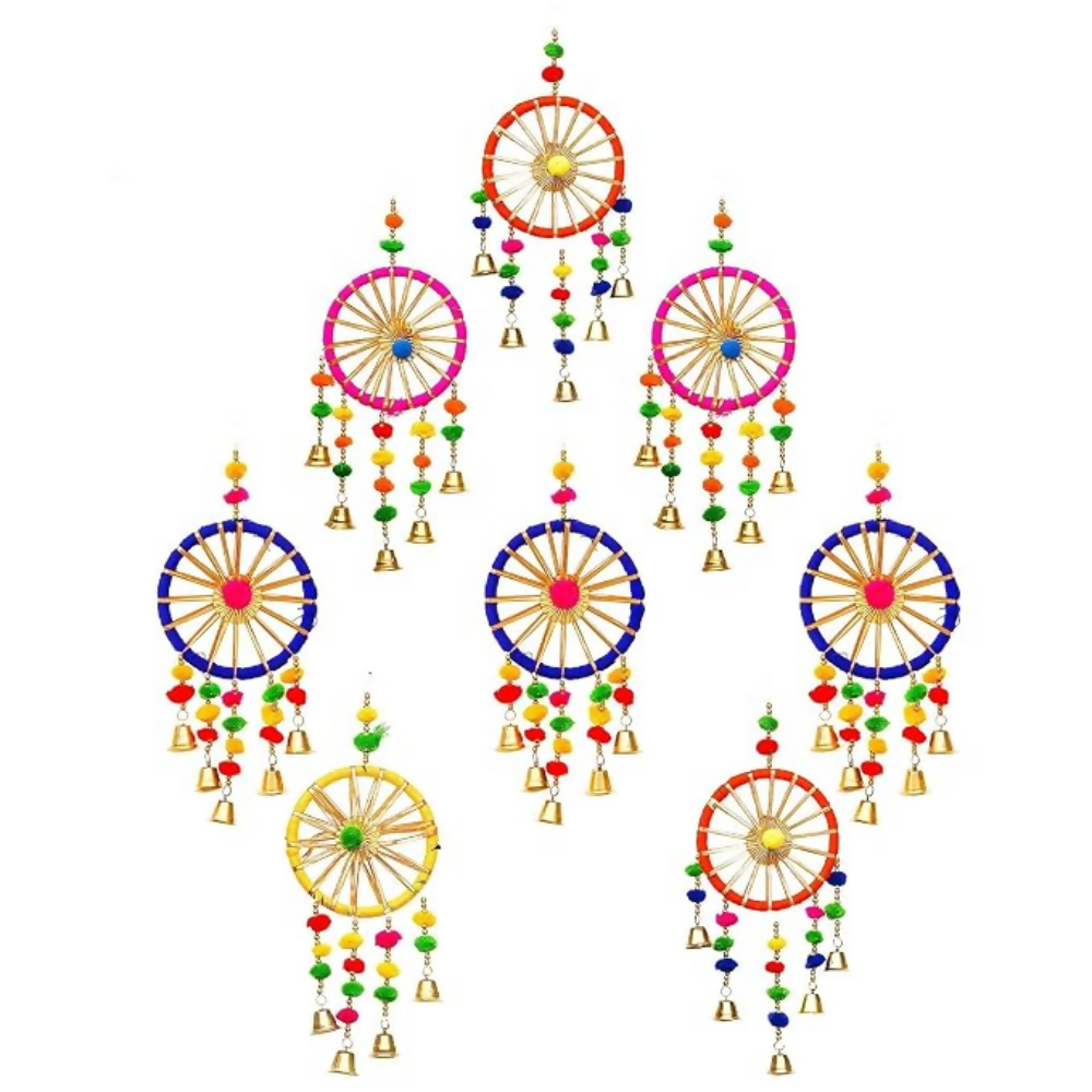 eCraftIndia Gota Patti Bangle & Bells Decorative Wall Door Hangings Latkan Toran | Grocsy