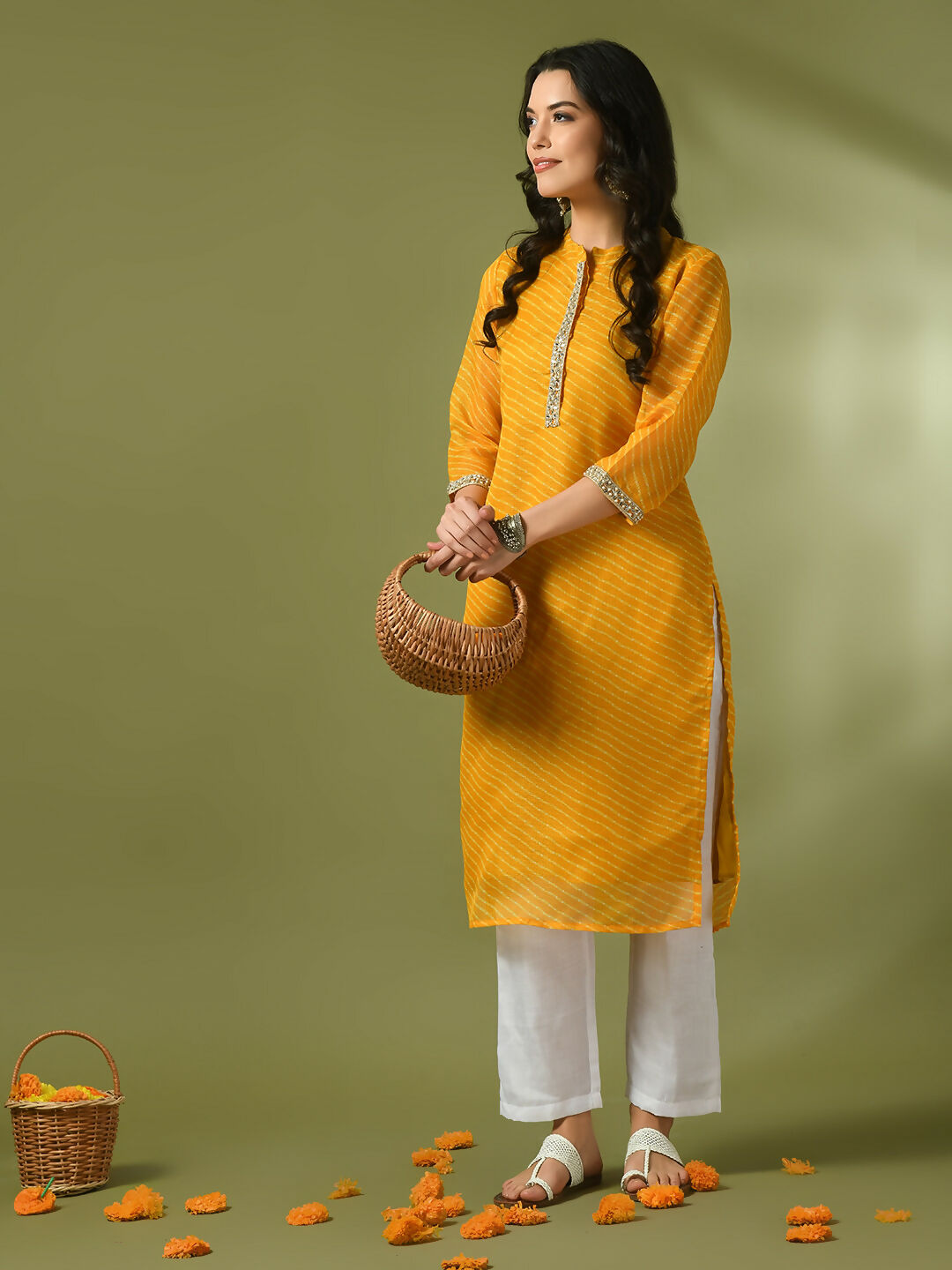 Myshka Women's Yellow Printed Cotton Blend Straight Party Kurta Set | Grocsy