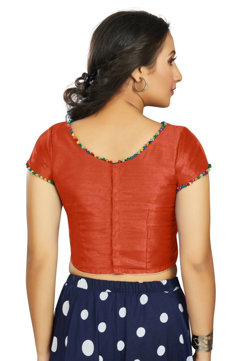 Aastha Fashion Women's Orange Art Silk Designer Party Wear Readymade Blouse | Grocsy