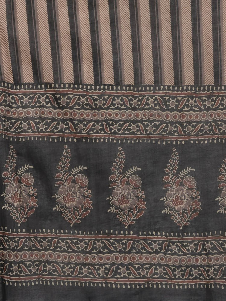 Yufta Women Black Ethnic Motifs Printed Pure Cotton Kurta with Trouser and Dupatta | Grocsy