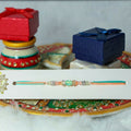Indianvibez Ad Pink/Green Stone Pendant Design Rakhi | Grocsy