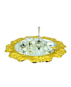 Puja N Pujari Gold & Silver Plated Craft Design Pooja Thali Set | Grocsy