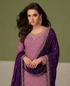KC Heavy Chinon Lilac Salwar Suit For Women Ethnic Wear | Grocsy