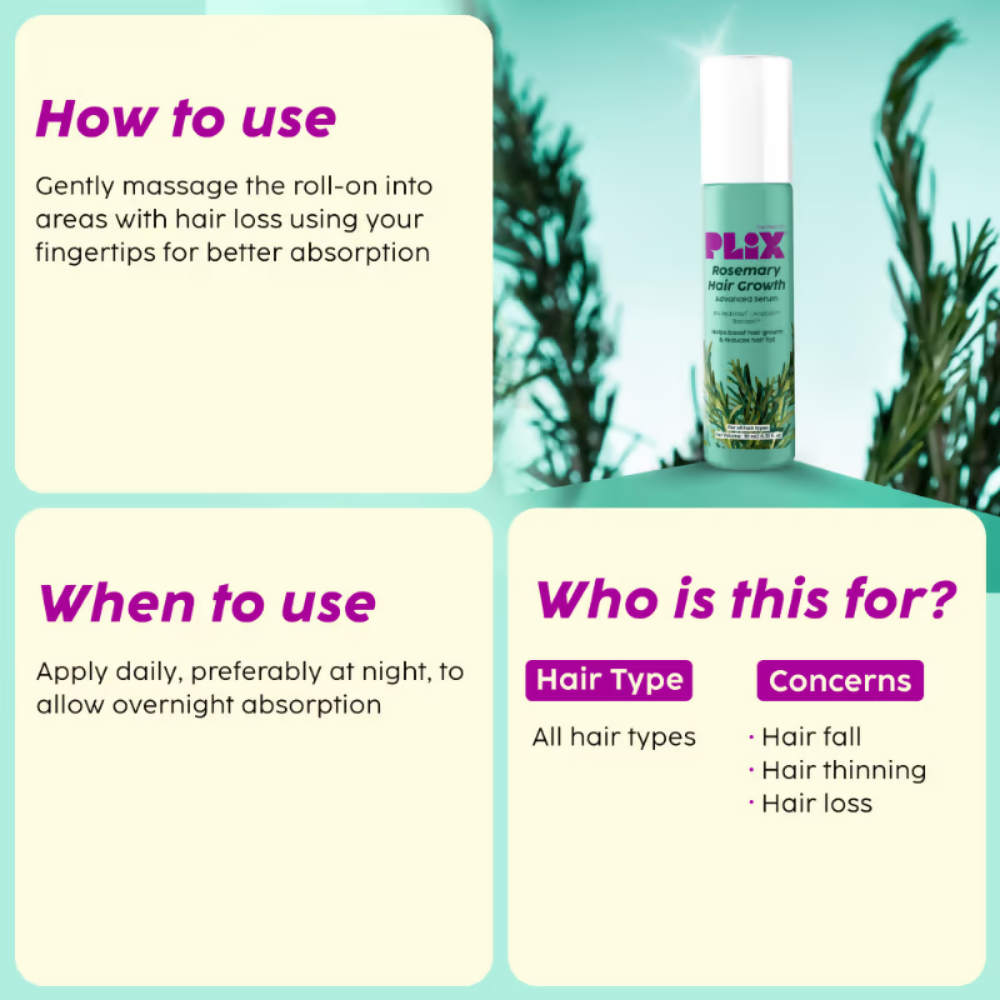 PLIX The Plant Fix Rosemary Hair Growth Advanced Serum Roll-On | Grocsy