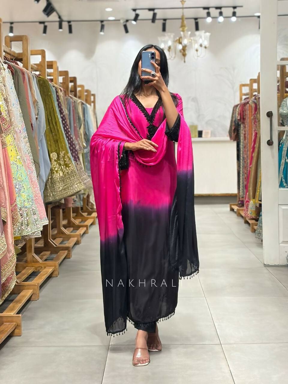 Teeya Creation Women's Trendy Stylish French Crepe Silk Pink Kurta Set | Grocsy