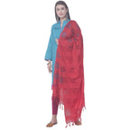 A R Silk Red Color Window Square Cotton Dupattas and Chunnis | Grocsy