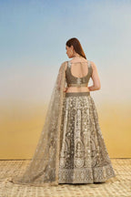 Aastha Fashion Ivory Butterfly Net White Cotton Thread Work And Sequence Work Embroidery Wedding Wear Lehenga Choli | Grocsy