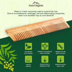 Aravi Organic Neem Wood Comb Fine and Wide Tooth | Grocsy