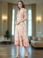 Souchii Floral Tiered Midi Dress For Women – Elegant Beige Button-Front A-Line | Grocsy