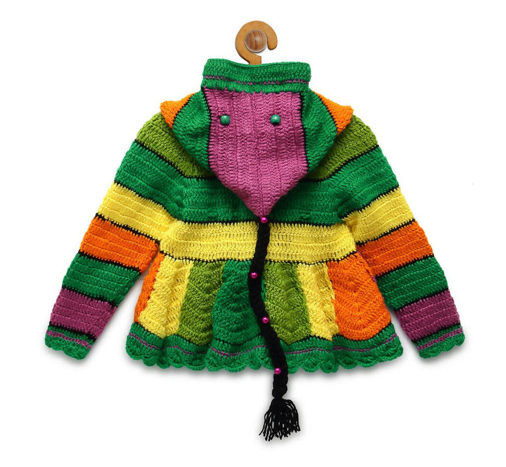 ChutPut Hand knitted Rainbow Hooded Sweater For Baby Boys - Multi | Grocsy