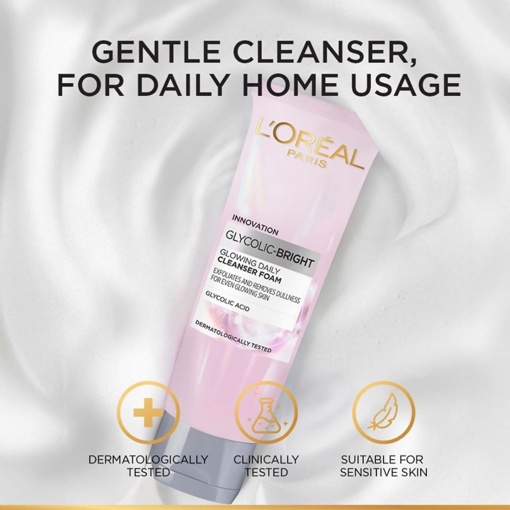 L'Oreal Paris Glycolic Bright Daily Foaming Facial Cleanser | Grocsy