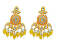 Gold-Toned Yellow Kundan Contemporary Drop Earrings for Women & Girls By House of Ree - House of Ree