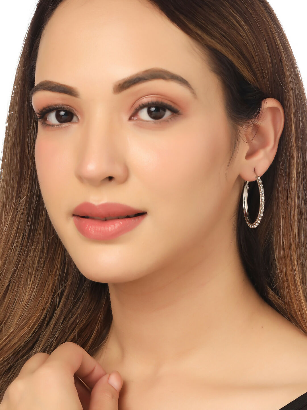NVR Women's Set of 2 Gold & Silver Beaded Circular Hoop Earrings | Grocsy
