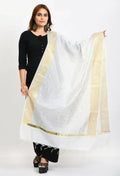 Mominos Fashion Moeza Women's Banarsi Silk Woven Design White Dupatta | Grocsy